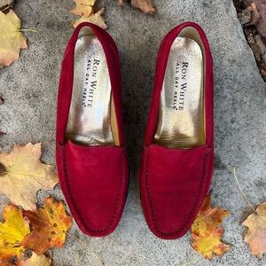 Ron White Rita Red Suede Loafer, size 38.5 (7.5 US)